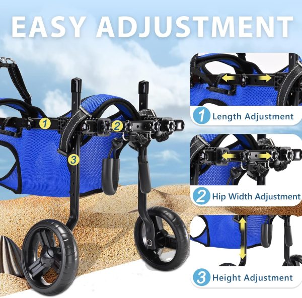 Inanil Dog Wheelchair Blue Aluminum Pet Mobility Aid-2