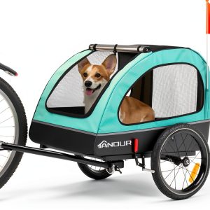 ANOUR Dog Bicycle Trailer Mint Waterproof Pet Carrier-0