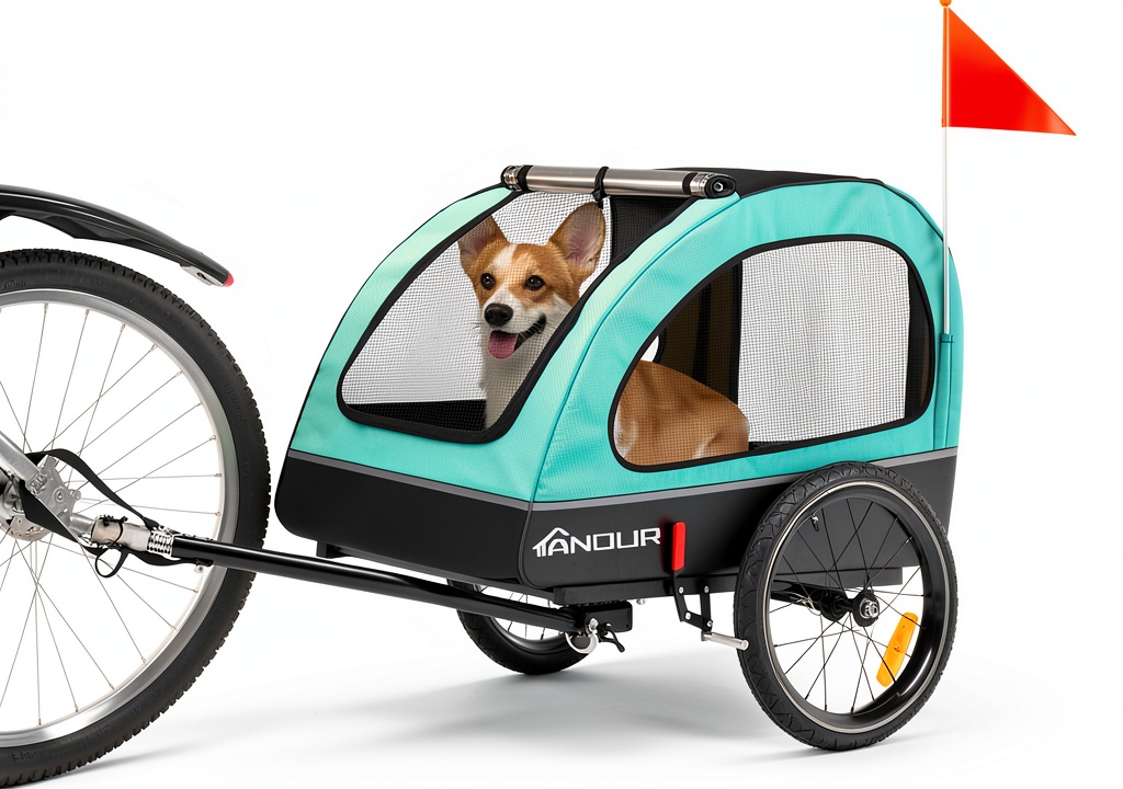 ANOUR dog bicycle trailer in mint color on a bike