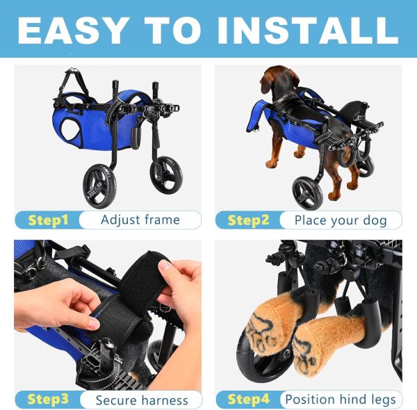 Inanil Dog Wheelchair Blue Aluminum Pet Mobility Aid-7