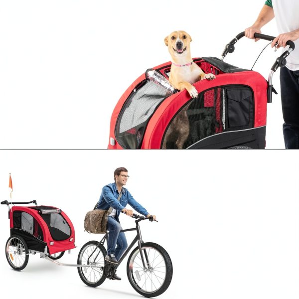 Best Choice Products Pet Stroller Bike Trailer Steel Frame-1