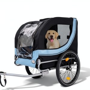 EVGTTI Dog Bike Trailer Large Grey Carbon Steel Pet Carrier-0