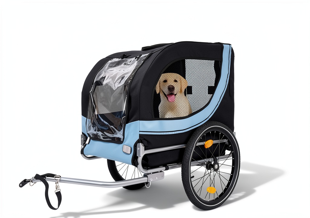 EVGTTI Dog Bike Trailer attached to a bicycle on a trail