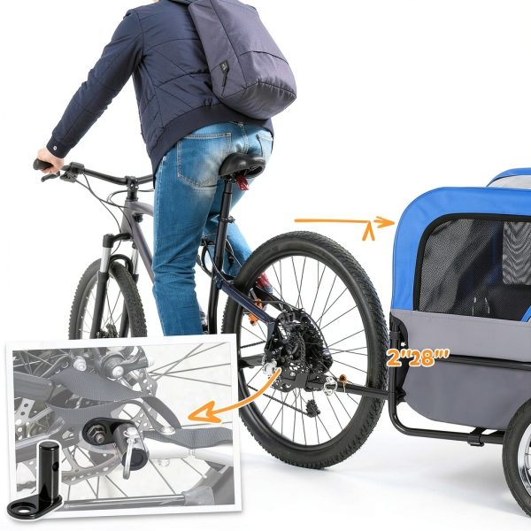 Aosom Dog Bicycle Trailer Foldable Pet Stroller Blue Grey-5
