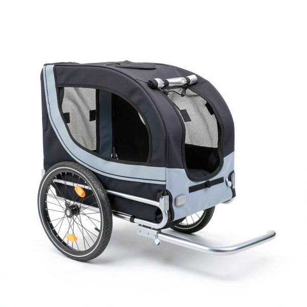 EVGTTI Dog Bike Trailer Large Grey Carbon Steel Pet Carrier-6