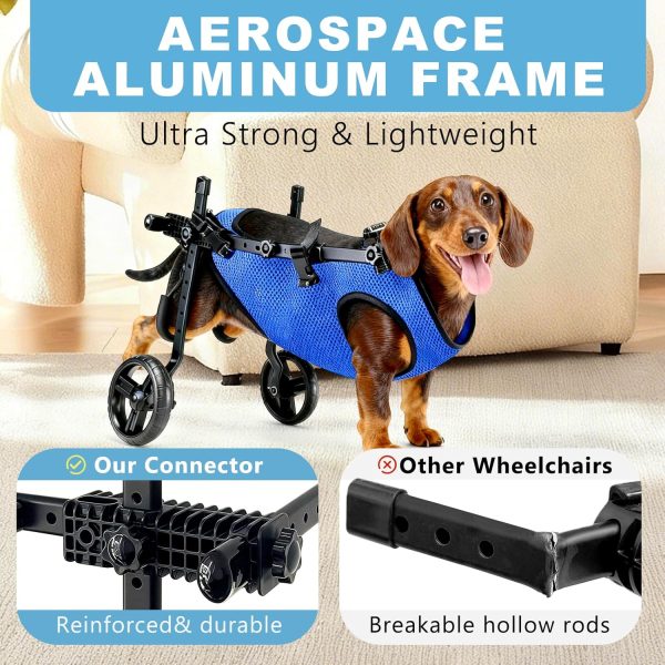 Inanil Dog Wheelchair Blue Aluminum Pet Mobility Aid-4
