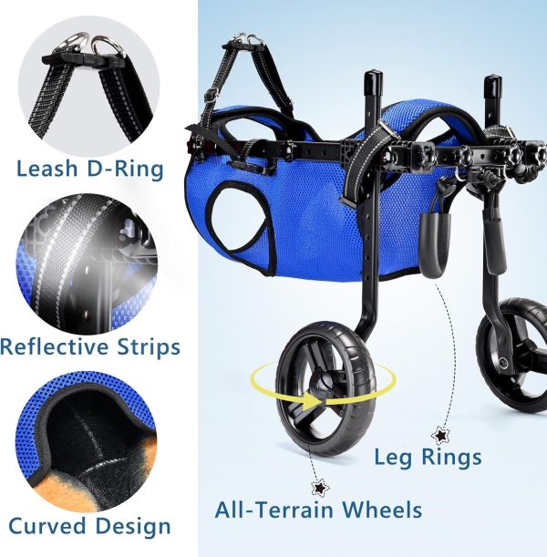 Inanil Dog Wheelchair Blue Aluminum Pet Mobility Aid-5