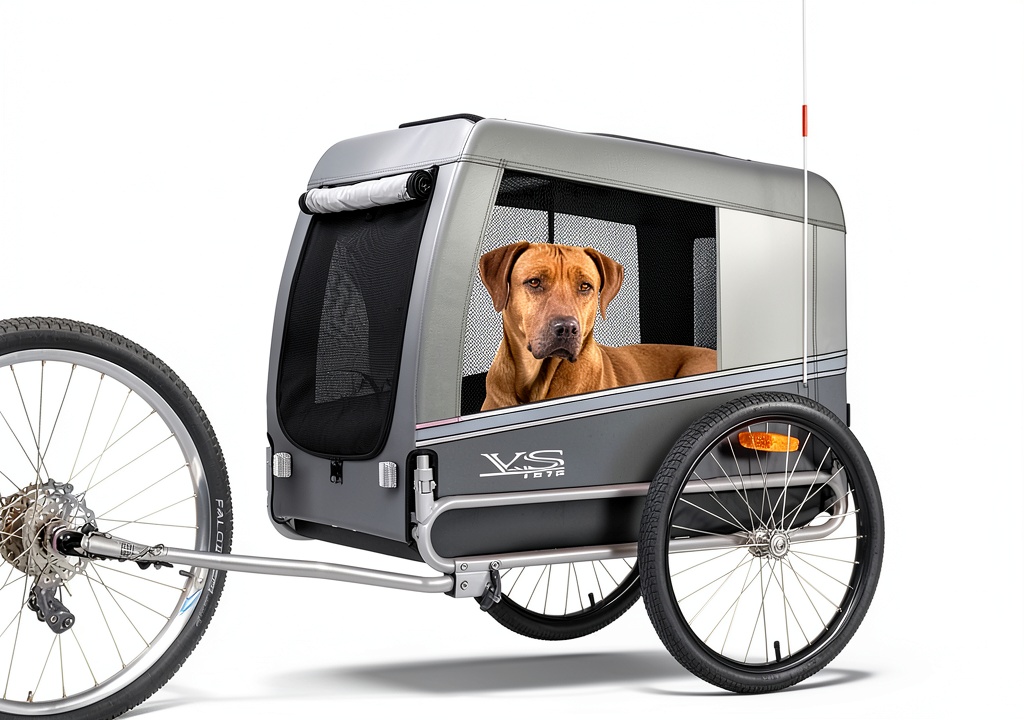 Veelar Dog Bike Trailer attached to a bicycle on a trail