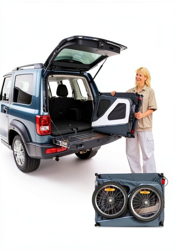 VEVOR Dog Bike Trailer Gray White Steel Frame Pet Carrier-6