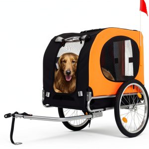 Gaderth Dog Bicycle Trailer Orange Aluminum Pet Carrier-0