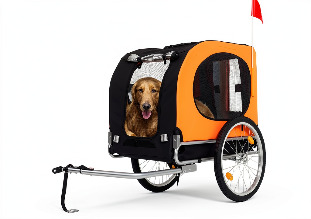 Gaderth dog bicycle trailer attached to a mountain bike on a trail