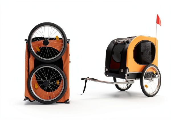 Gaderth Dog Bicycle Trailer Orange Aluminum Pet Carrier-6