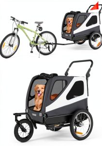 VEVOR Dog Bike Trailer Gray White Steel Frame Pet Carrier-0