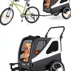 VEVOR Dog Bike Trailer Gray White Steel Frame Pet Carrier-0