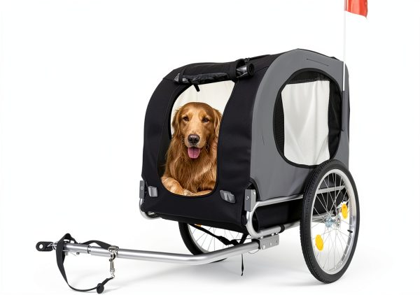 GarveeLife Dog Bike Trailer Gray Heavy Duty Weatherproof-0