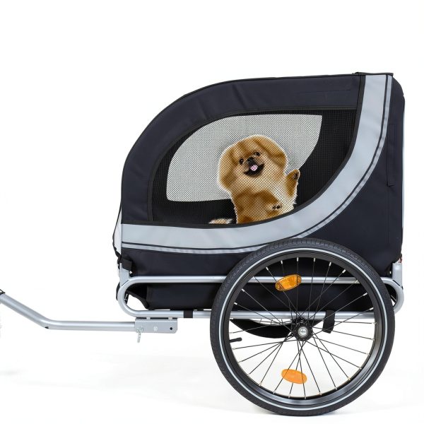 EVGTTI Dog Bike Trailer Large Grey Carbon Steel Pet Carrier-8