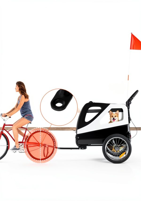 VEVOR Dog Bike Trailer Gray White Steel Frame Pet Carrier-1