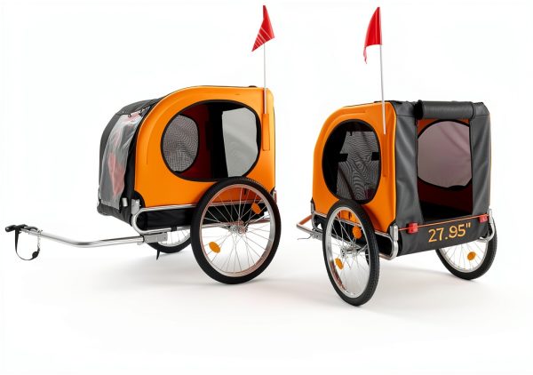 Gaderth Dog Bicycle Trailer Orange Aluminum Pet Carrier-1