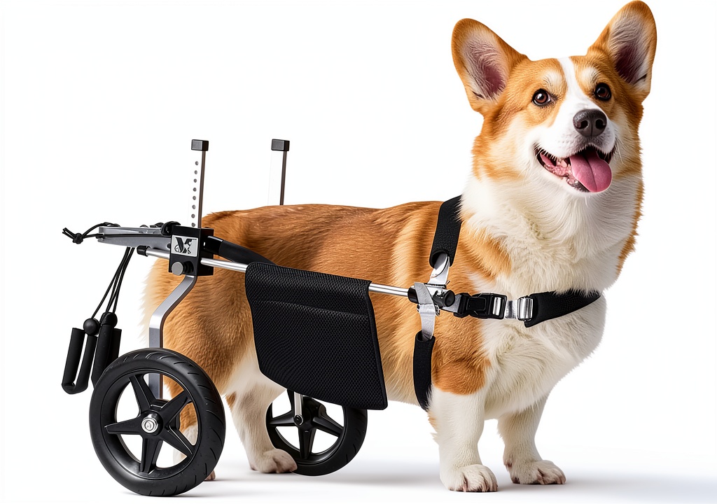 Virbraroo dog wheelchair in use on a grassy trail
