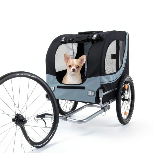 EVGTTI Dog Bike Trailer Large Grey Carbon Steel Pet Carrier-5