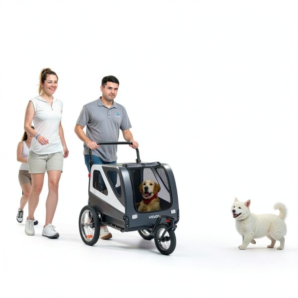 VEVOR Dog Bike Trailer Gray White Steel Frame Pet Carrier-7