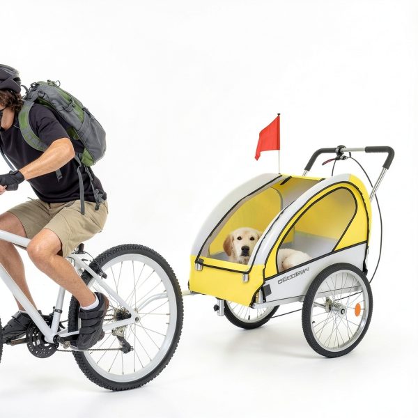 LUCKYERMORE Dog Bicycle Trailer Weatherproof Multicolor Pet-4