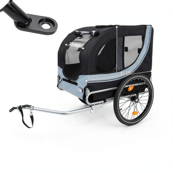 EVGTTI Dog Bike Trailer Large Grey Carbon Steel Pet Carrier-4