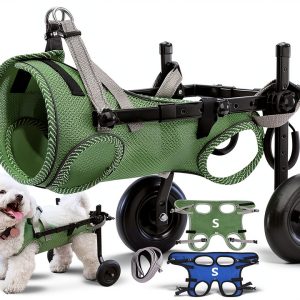 Pet Baby Dog Wheelchair Adjustable Lightweight Olive Green-0