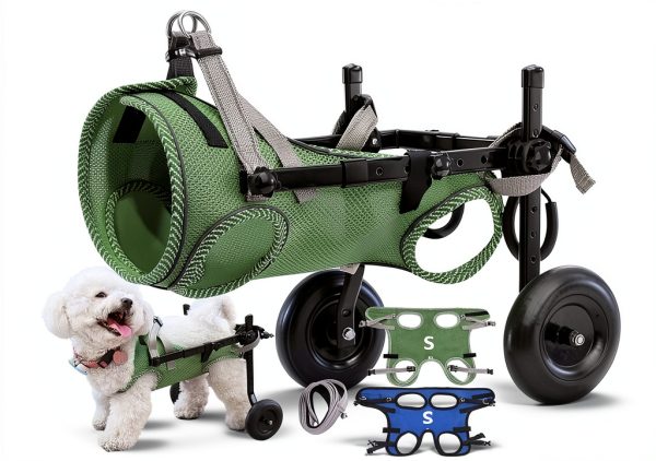 Pet Baby Dog Wheelchair Adjustable Lightweight Olive Green-0
