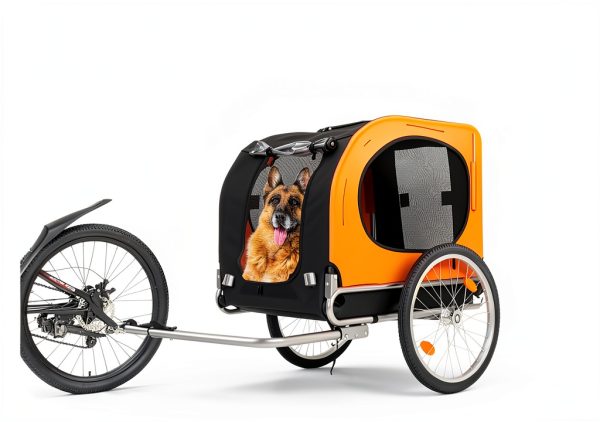 Gaderth Dog Bicycle Trailer Orange Aluminum Pet Carrier-4