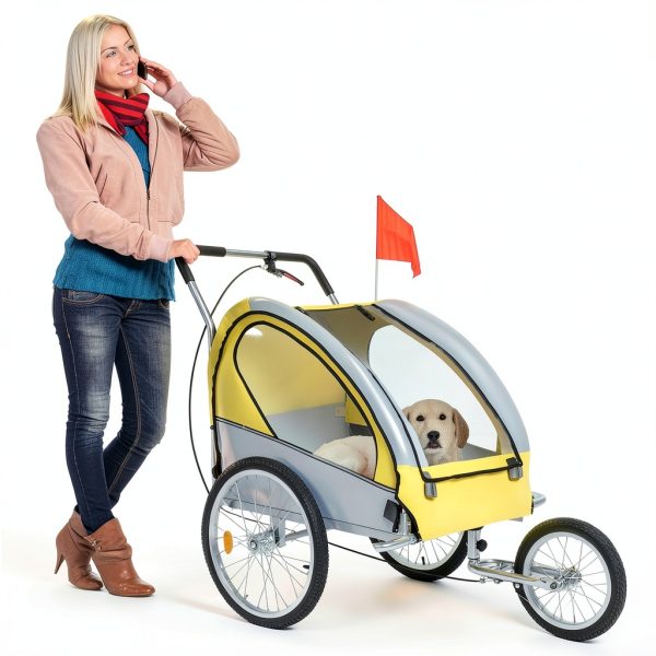 LUCKYERMORE Dog Bicycle Trailer Weatherproof Multicolor Pet-7