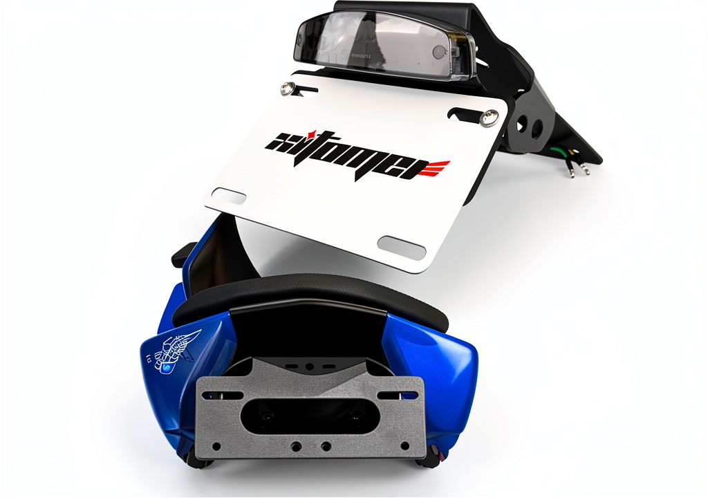 Xitomer license plate bracket installed on a GSX-8S motorcycle