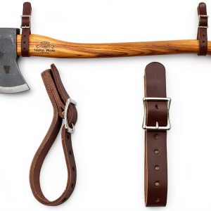 Helko Werk Axe Hangers Leather Straps Brown Adjustable Wall Mount-0