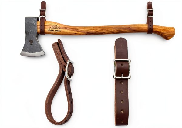Helko Werk Axe Hangers Leather Straps Brown Adjustable Wall Mount-0